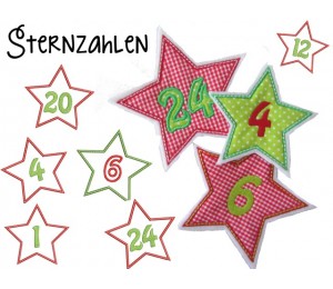 Stickserie - Adventskalender Sternzahlen Zahlen
